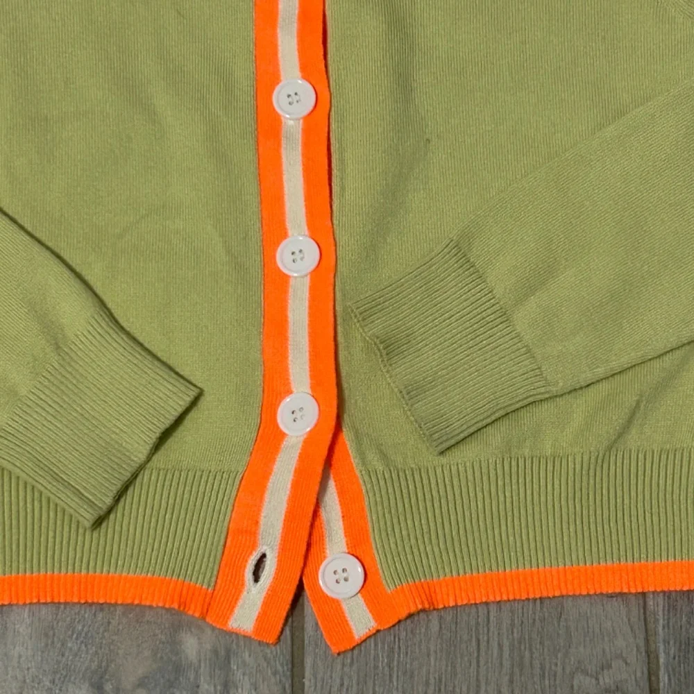 LIKE NEW! Women's Anthropologie Green/Orange Cardigan - MEDIIUM - Picture 4 of 10